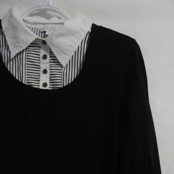 JOSEPH A. | medium | Pullover Sweater With Faux Striped Shirt | Rolled Cuffs - Picture 5 of 16